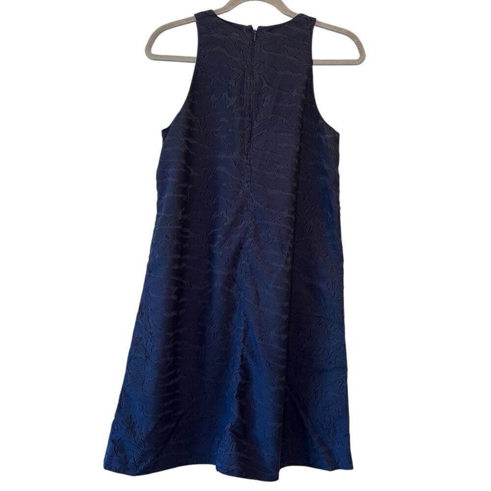 VINCE Women's Sleeveless Fil Coupe Textured Shift Dress Navy Size 10